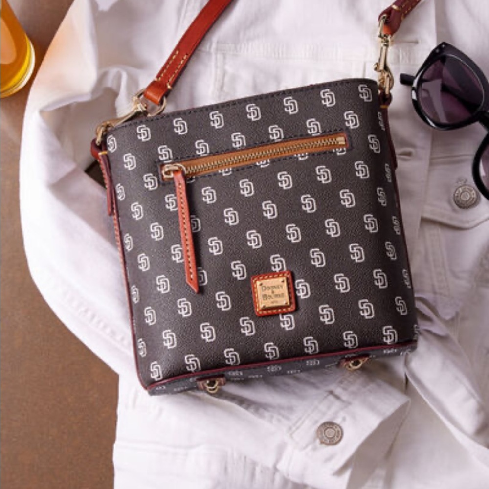 Dooney & Bourke MLB Rockies Small Zip Crossbody Black Leather Colorado Rockies - Picture 3 of 10